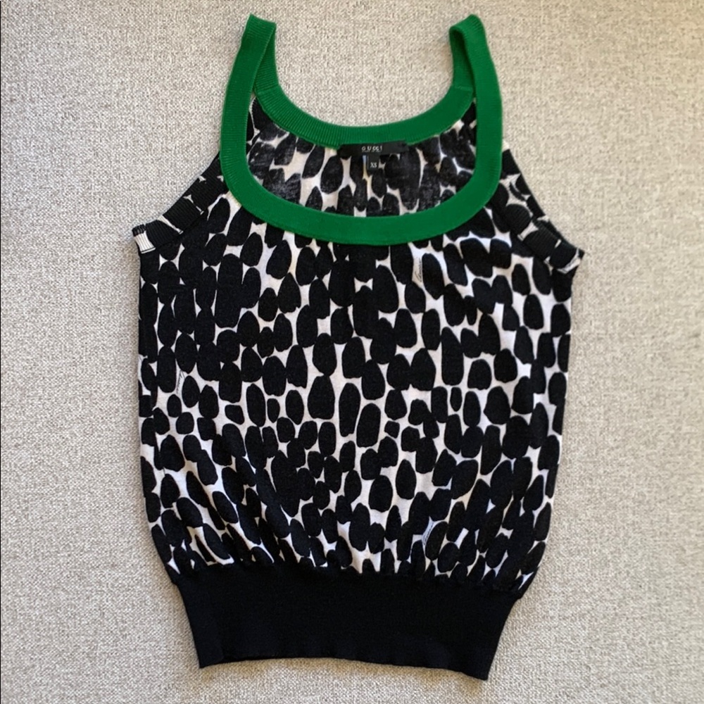 Gucci Black and White cashmere Ribbed Sleeveless Tank Top